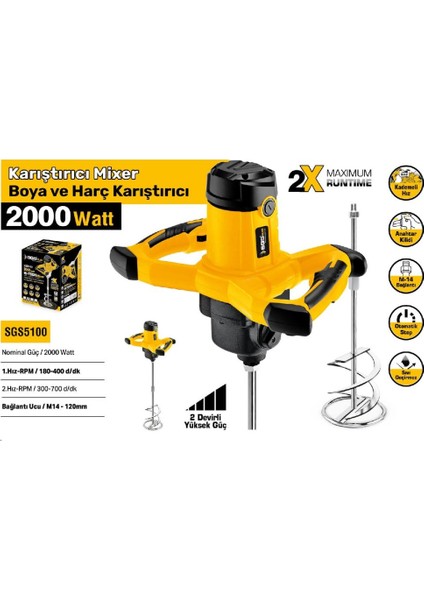 SGS5100 Boya ve Harç Karıştırıcı 2000W fırsatları