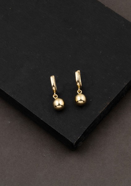 Sallantılı 14 Ayar Altın Top Küpe