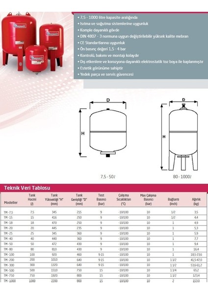 TM-100 Dik Tank 10 Bar - 100 Litre fiyatları