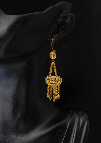 14 Ayar Sallantılı Hint İşi Altın Küpe fiyatları