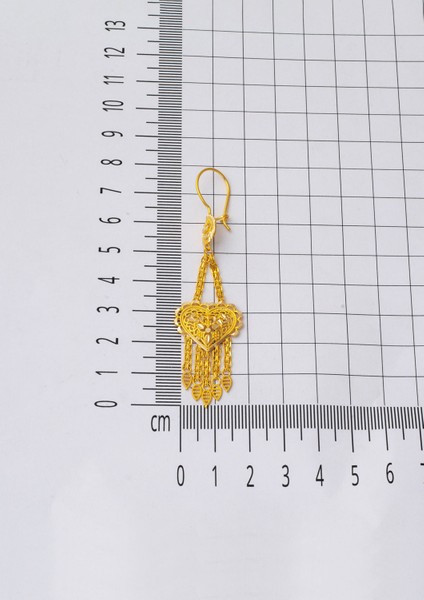 14 Ayar Sallantılı Hint İşi Altın Küpe