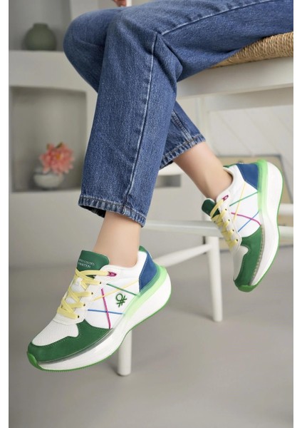 10044 Beyaz Yeşil Memory Foam Kadın Sneakers fiyatları