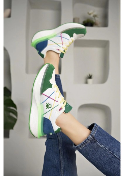 10044 Beyaz Yeşil Memory Foam Kadın Sneakers modelleri