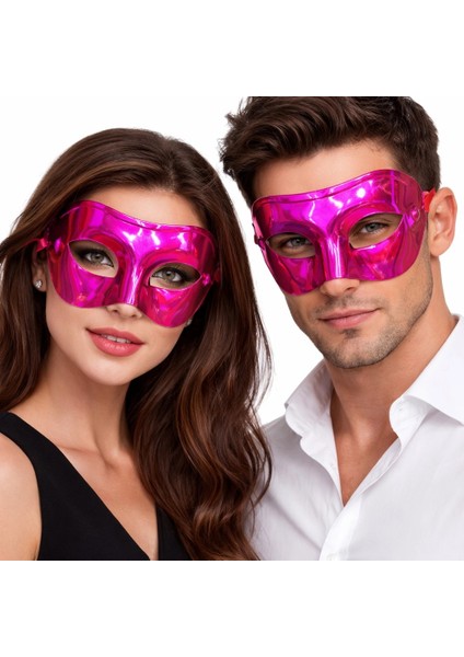 Metalize Parlak Parti Maskesi Pembe Renk 16X7 cm fiyatları