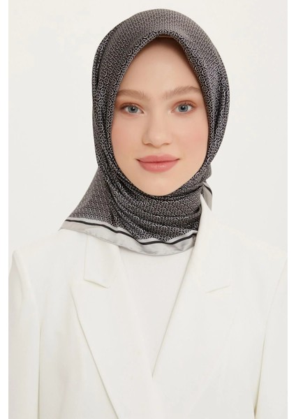 Twill Ipek Eşarp Siyah, Gri 8733-12 indirimleri