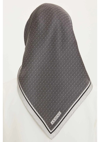 Twill Ipek Eşarp Siyah, Gri 8733-12