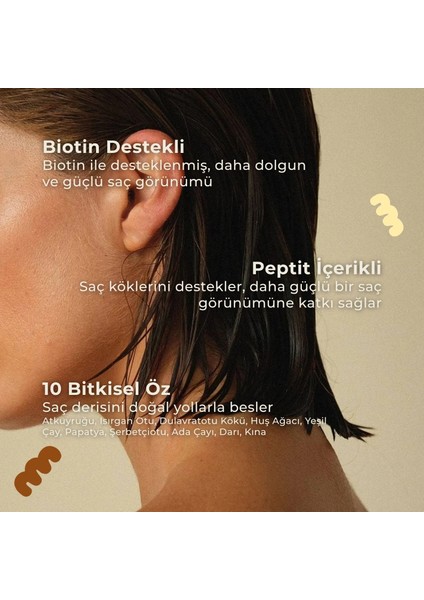 Bitkisel İçerikli Sülfatsız Şampuan 300 ml | Peptit & Biotin ile Güçlendirici Bakım