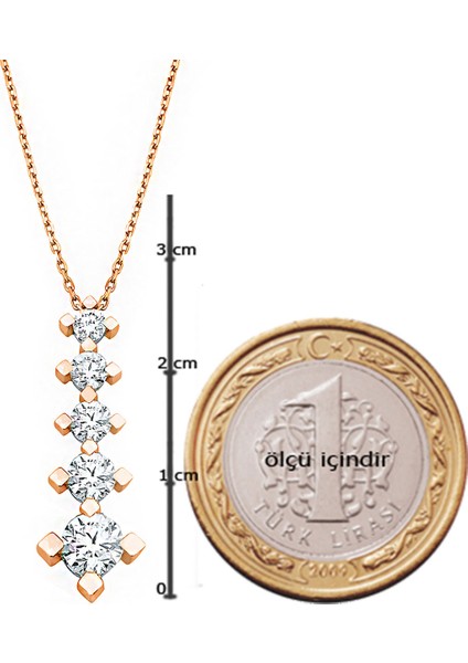 5 Taş 14 Ayar Rose Altın Kolye indirimleri