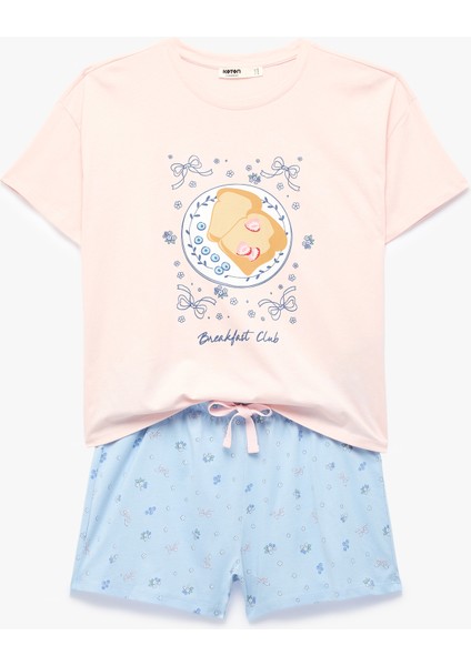Rahat Kesim Baskılı Pamuklu Şortlu Pijama Takımı modelleri