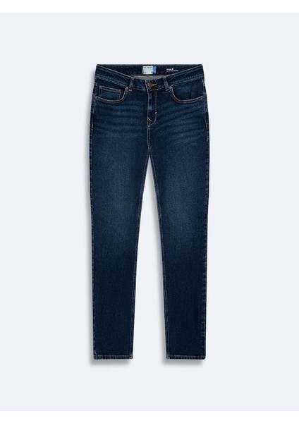 Elıana B SOROYA Düz Paça Orta Bel Mid indigo Jean Pantolon modelleri