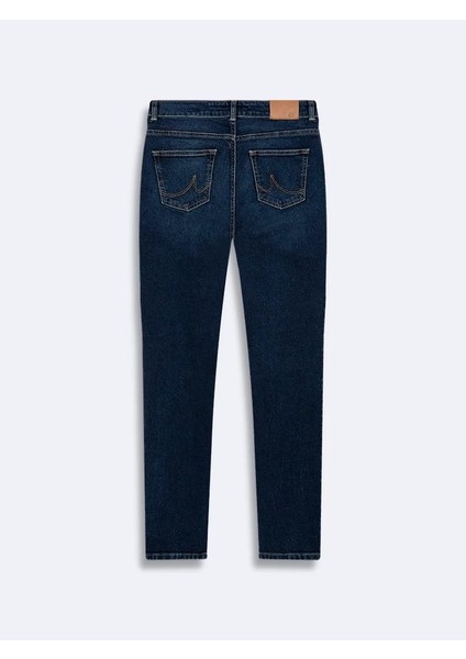 Elıana B SOROYA Düz Paça Orta Bel Mid indigo Jean Pantolon fırsatları