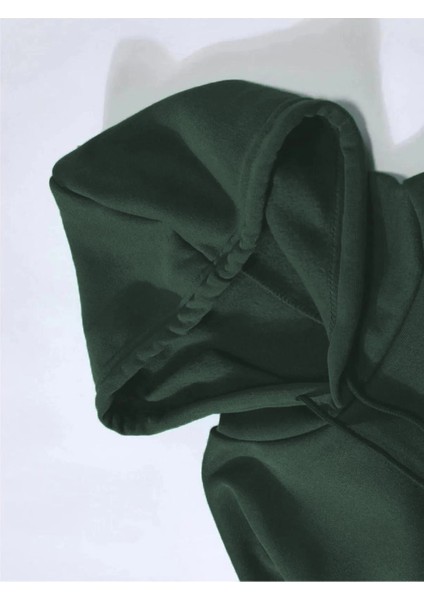 Düz Kapüşonlu Sweat - Koyu Yeşil modelleri