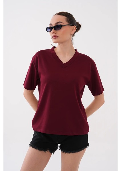 V Yaka Kristal T-Shirt fiyatları