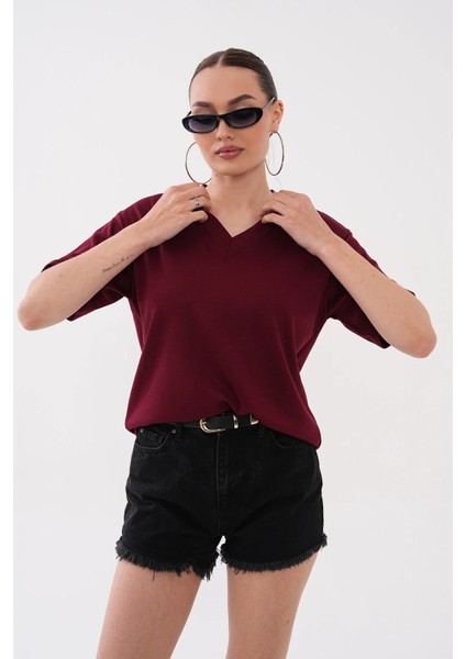 V Yaka Kristal T-Shirt