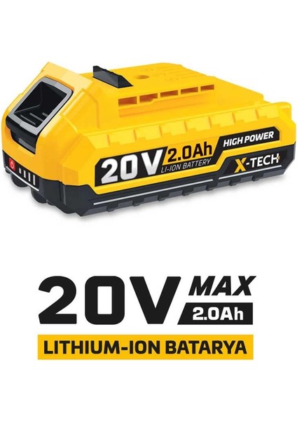 Yedek Batarya 20 Volt 2.0 Amper Yüksek Güçlü Li-Ion Malzeme ile Dayanıklı modelleri