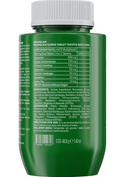 2'li Bromelain – Ananas Enzimi, Quercetin İçerikli 60 Tablet fırsatları