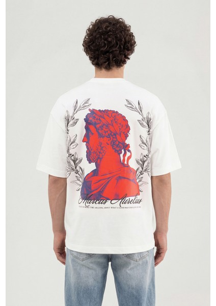 Erkek Marcus Aurelius Oversize Tişört Ekru modelleri