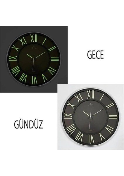 Exculusive Siyah Fosforlu Duvar Saati 41 cm Modern Stil ve Minimalist Dekor ile Ev Ofis Uyumlu fırsatları