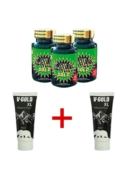V Pills Gold 3 Kutu V-PillsGOLD + 2 Adet XL Krem Hediye