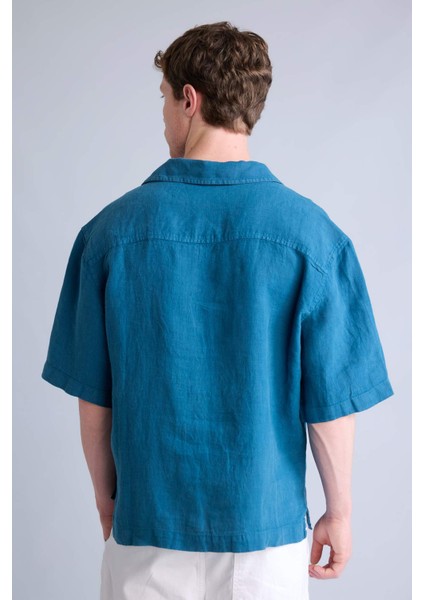 %100 Keten Regular Fit Polo Yaka Kısa Kollu Basic Gömlek G0858AX26SM indirimleri