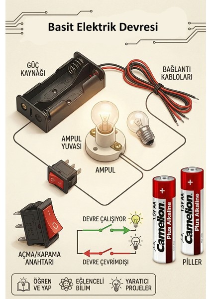 Eğitici Basit Elektrik Devresi Deney Seti Tek Ebat Renkli Parçalar ile Eğlenceli Öğrenme fiyatları