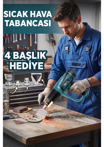2000 Watt 2 Kademeli 4 Başlıklı Sıcak Hava Tabancası fiyatları