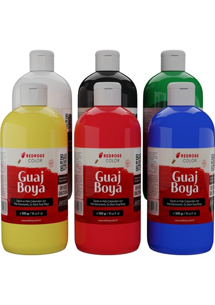 Ana Renkler Guaj Boya 6'lı Set 6X500GR modelleri