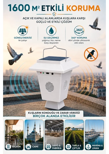 Güneş Enerjili Solar Kuş Kovucu (1600 m2) indirimleri