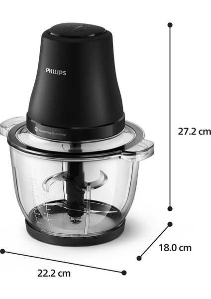 HR1502/00 4 Bıçaklı Doğrayıcı 3000 Serisi Siyah Plastik Hazneli 500 W Güç ve PowerChop Teknolojisi