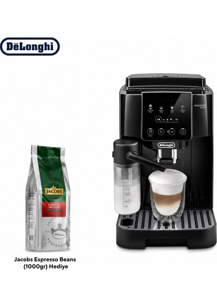 DeLonghi Siyah Sütlü Içecek Odaklı Tam Otomatik Kahve Makinesi, Taze Çekirdek Aroması, Dokunmatik Kullanım ve Kompakt Mutfak Performansı Pratik Kullanım, Kolay Temizlik ve Kompakt Mutfak Uyumuyla