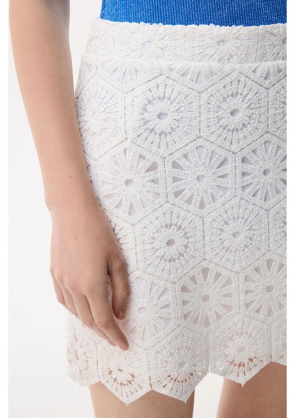 Brodeli Mini Etek Beyaz 12746471001 modelleri