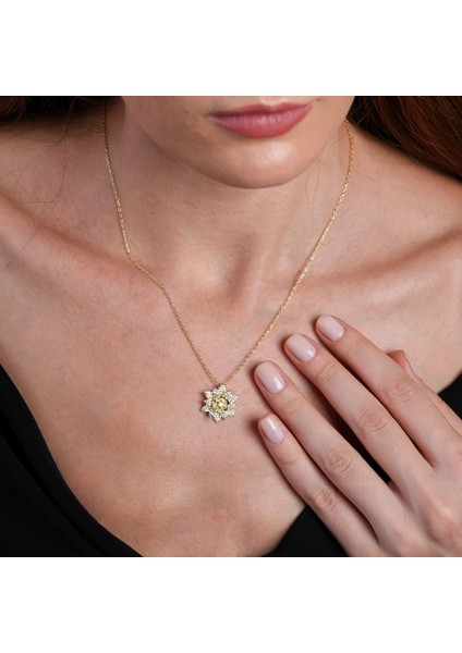 Topaz Taşlı Lotus Altın Kaplama Kolye KLY27 modelleri
