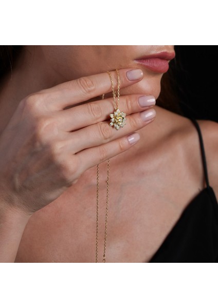 Topaz Taşlı Lotus Altın Kaplama Kolye KLY27 indirimleri