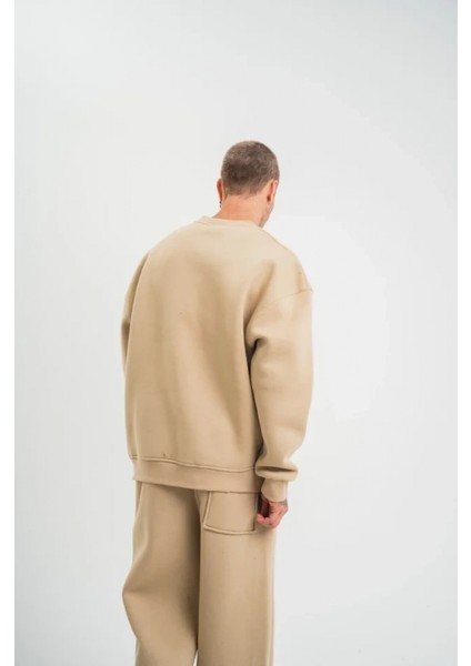 - Uzun Kol Bisiklet Yaka Basic Sweatshirt - Bej fiyatları