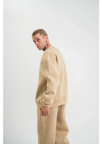 - Uzun Kol Bisiklet Yaka Basic Sweatshirt - Bej modelleri
