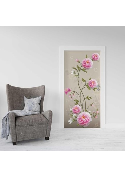 Kapı Giydirme Kapı Folyosu Pembe Gül modelleri