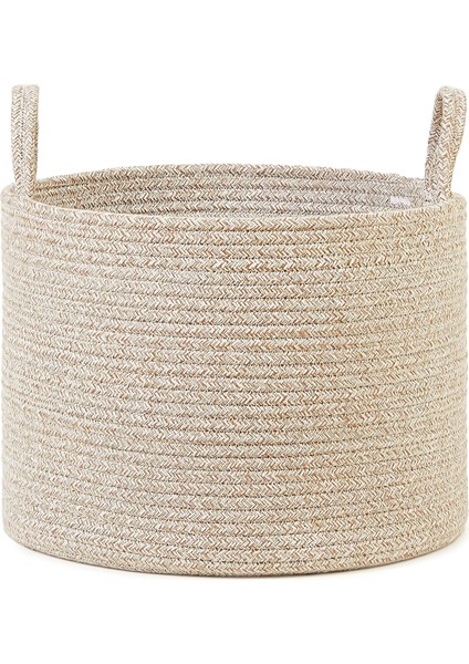 Bej Kırçıllı Pamuklu Halat Sepet 35 x 27 cm modelleri