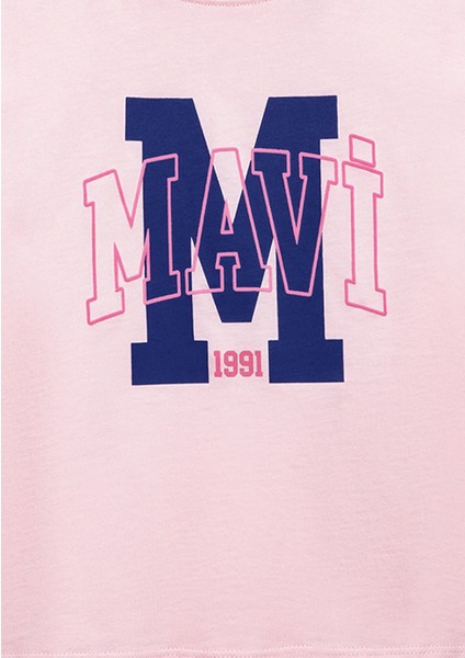 M Logo Baskılı Pembe Tişört 7610390-71007