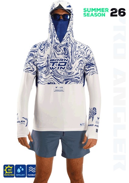 Pro Angler S26 Buff&hoodie Izohips White Blue (Large) fiyatları