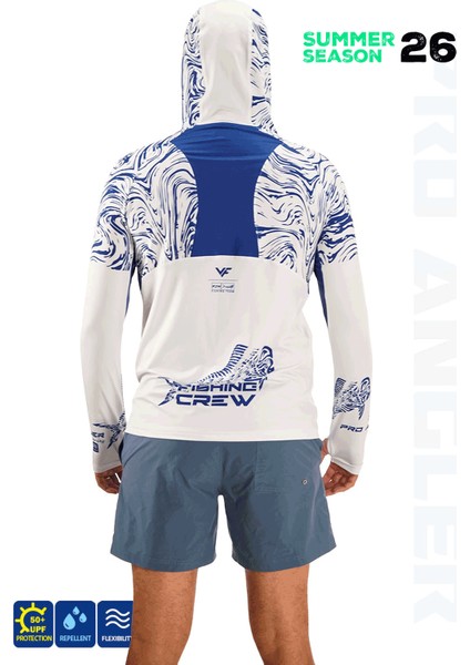Pro Angler S26 Buff&hoodie Izohips White Blue (Large) modelleri