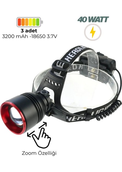 WS-2080 Profesyonel 3000 Lümen 40 Watt Kafa Lambası