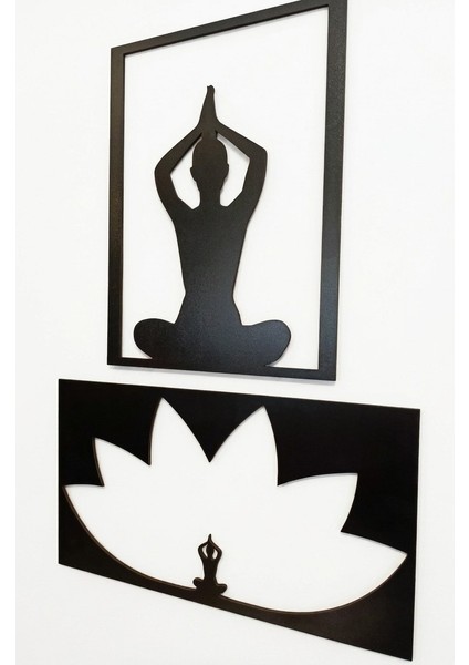 Yoga ve Meditasyon Temalı Ahşap Tablo Seti fırsatları