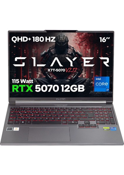 Game Garaj Slayer X7T-5070 V2.12 C7 Intel Core I7 14650HX 16GB Ram 1tb SSD RTX5070 16" 180Hz Qhd+ IPS Freedos Gaming Laptop