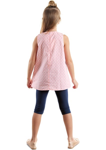 Tavşan Aplikeli Kız Çocuk Pembe Lacivert Yazlık T-shirt Tunik Tayt Takım fiyatları