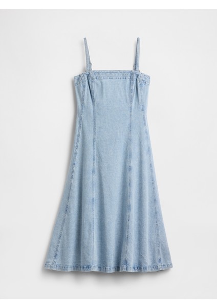 Kadın Açık Mavi Denim Midi Elbise modelleri
