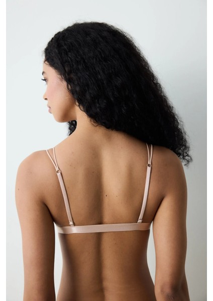 Micro Lace Triangle Bej Sütyen