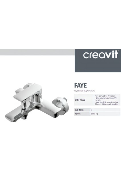 Faye Krom Banyo Bataryası FY2500 modelleri