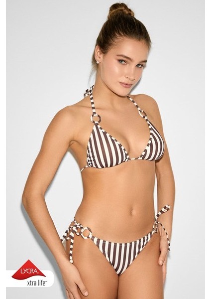 Linje Çizgi Desen Üçgen Bikini fiyatları