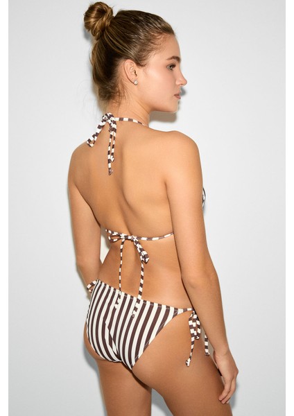 Linje Çizgi Desen Üçgen Bikini modelleri