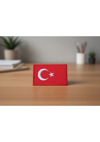 Kırmızı Türk Bayrağı Patch Kaliteli İplikten Nakış 5 x 7 cm Cırtlı Kullanım indirimleri